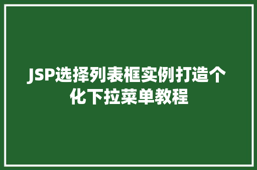 JSP选择列表框实例打造个化下拉菜单教程