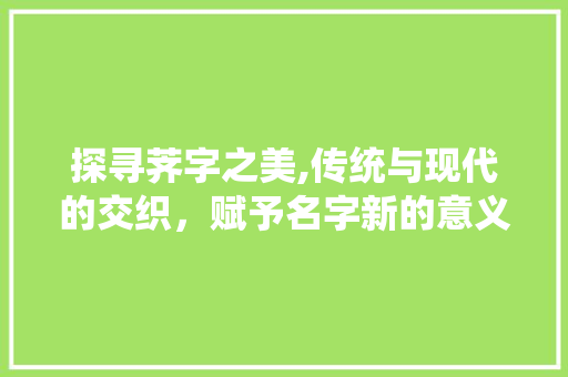 探寻荠字之美,传统与现代的交织，赋予名字新的意义