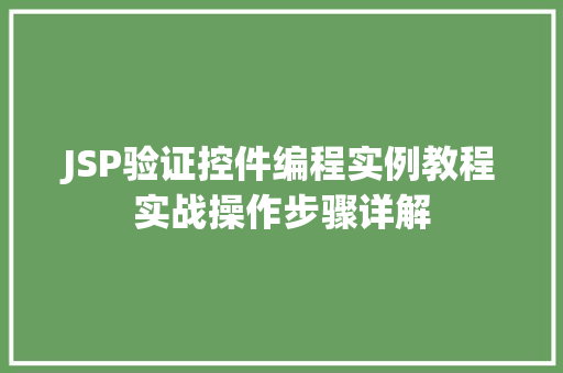 JSP验证控件编程实例教程实战操作步骤详解