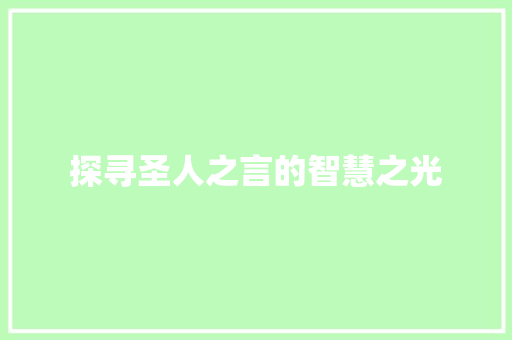 探寻圣人之言的智慧之光