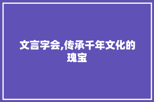 文言字会,传承千年文化的瑰宝