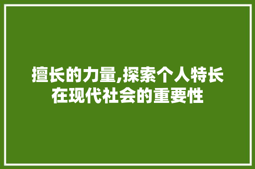 擅长的力量,探索个人特长在现代社会的重要性
