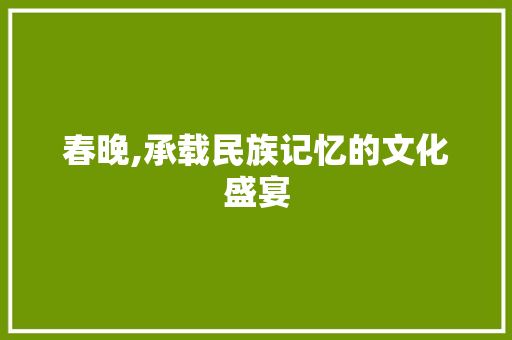 春晚,承载民族记忆的文化盛宴