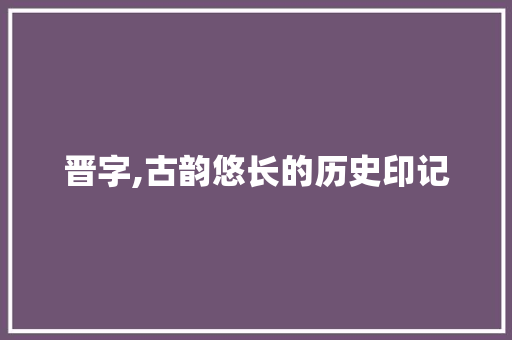 晋字,古韵悠长的历史印记