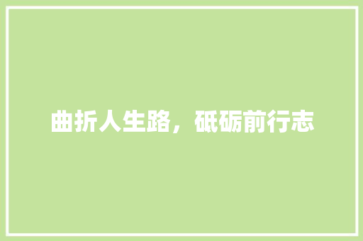 曲折人生路，砥砺前行志
