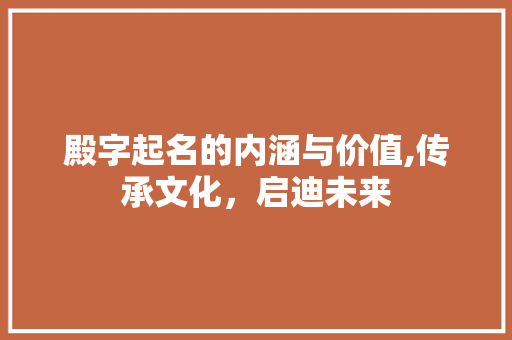 殿字起名的内涵与价值,传承文化,启迪未来