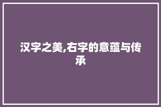 汉字之美,右字的意蕴与传承