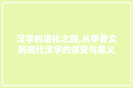 汉字的进化之路,从甲骨文到现代汉字的演变与意义