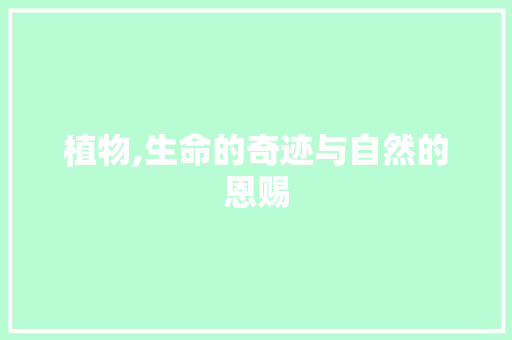 植物,生命的奇迹与自然的恩赐