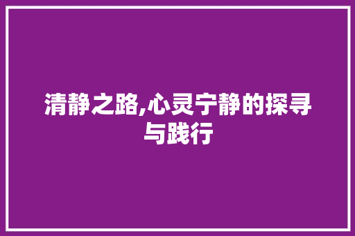 清静之路,心灵宁静的探寻与践行