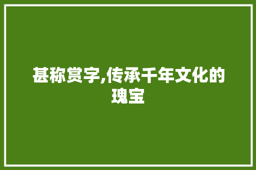 甚称赏字,传承千年文化的瑰宝