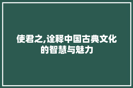 使君之,诠释中国古典文化的智慧与魅力