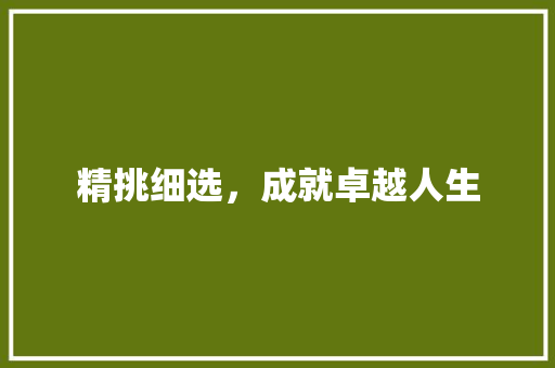精挑细选，成就卓越人生