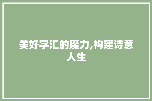 美好字汇的魔力,构建诗意人生