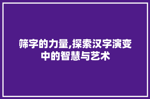 筛字的力量,探索汉字演变中的智慧与艺术