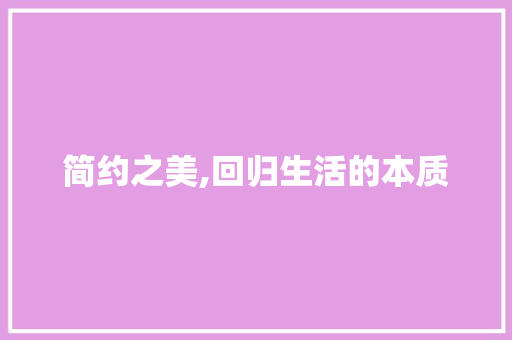 简约之美,回归生活的本质