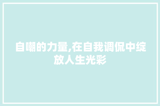 自嘲的力量,在自我调侃中绽放人生光彩