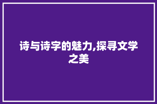 诗与诗字的魅力,探寻文学之美