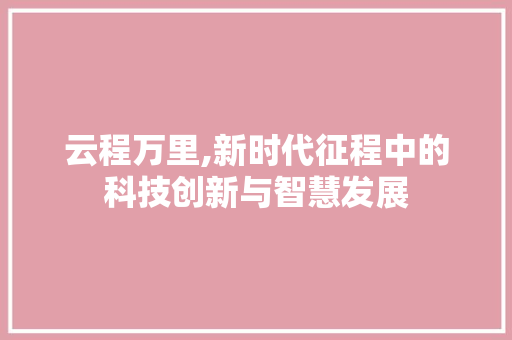 云程万里,新时代征程中的科技创新与智慧发展