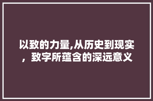 以致的力量,从历史到现实，致字所蕴含的深远意义