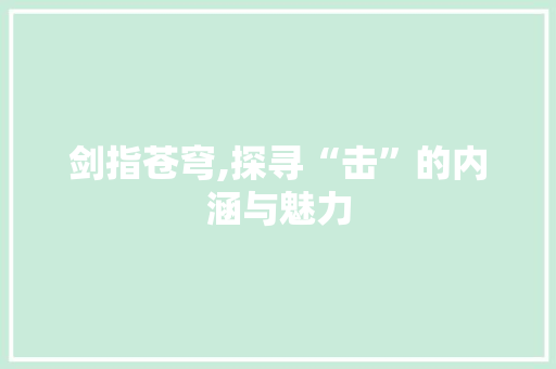 剑指苍穹,探寻“击”的内涵与魅力