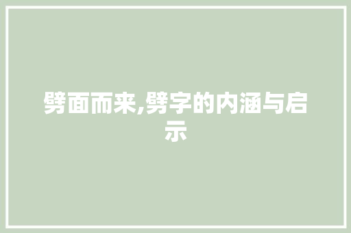 劈面而来,劈字的内涵与启示