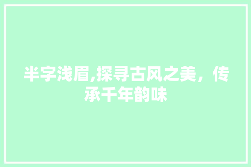 半字浅眉,探寻古风之美，传承千年韵味