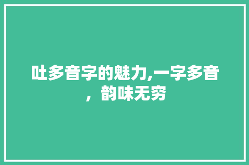吐多音字的魅力,一字多音，韵味无穷