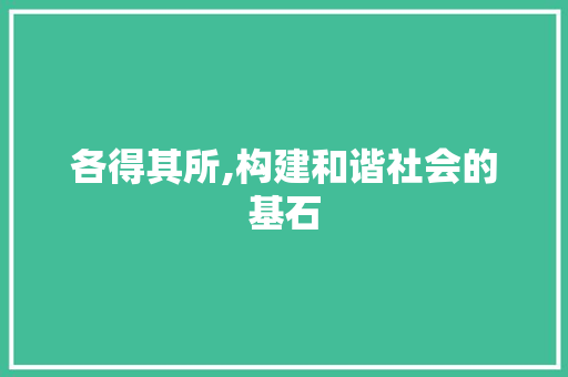 各得其所,构建和谐社会的基石