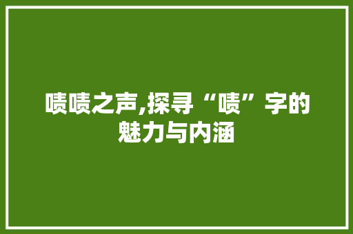 啧啧之声,探寻“啧”字的魅力与内涵