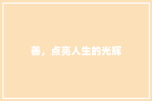 善，点亮人生的光辉