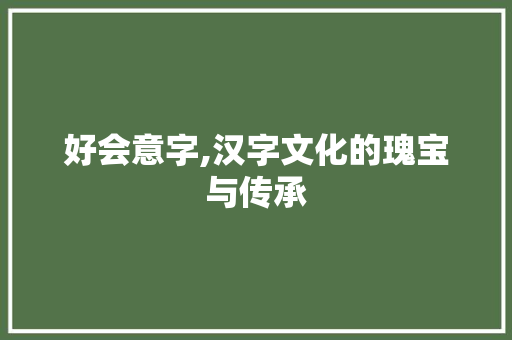 好会意字,汉字文化的瑰宝与传承