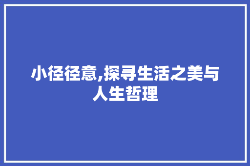 小径径意,探寻生活之美与人生哲理