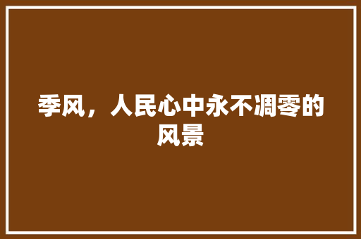 季风，人民心中永不凋零的风景