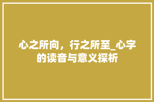 心之所向，行之所至_心字的读音与意义探析