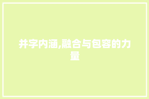 并字内涵,融合与包容的力量