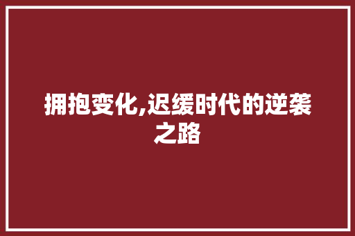 拥抱变化,迟缓时代的逆袭之路