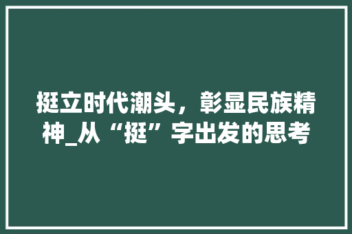 挺立时代潮头,彰显民族精神_从“挺”字出发的思考