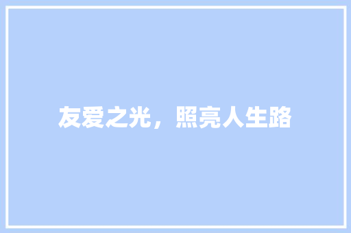 友爱之光，照亮人生路