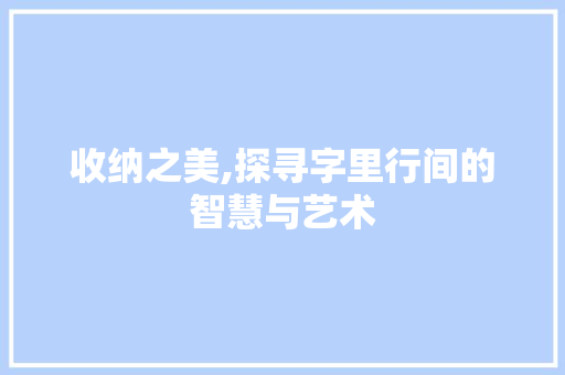 收纳之美,探寻字里行间的智慧与艺术