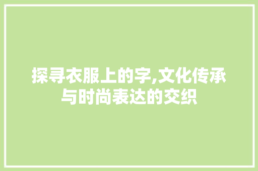 探寻衣服上的字,文化传承与时尚表达的交织