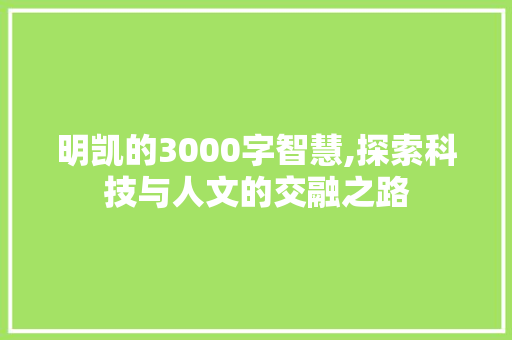 明凯的3000字智慧,探索科技与人文的交融之路