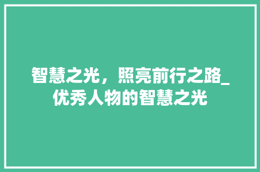 智慧之光,照亮前行之路_优秀人物的智慧之光