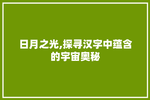 日月之光,探寻汉字中蕴含的宇宙奥秘