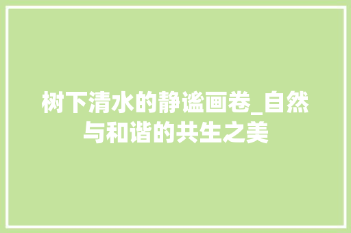 树下清水的静谧画卷_自然与和谐的共生之美