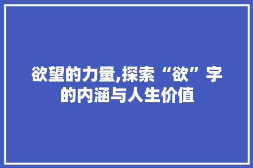 欲望的力量,探索“欲”字的内涵与人生价值