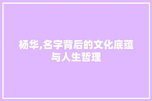 杨华,名字背后的文化底蕴与人生哲理