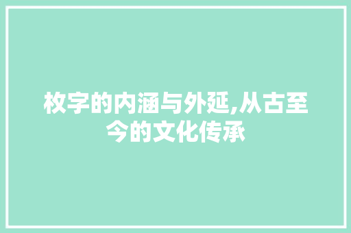 枚字的内涵与外延,从古至今的文化传承