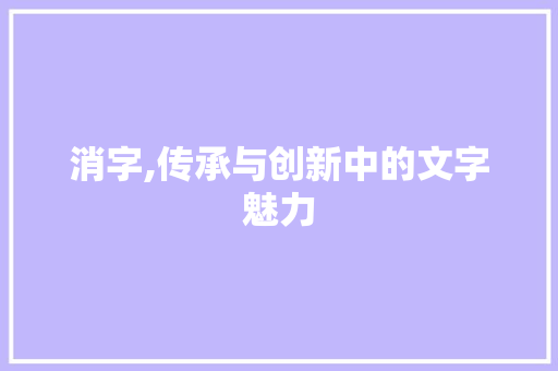 消字,传承与创新中的文字魅力