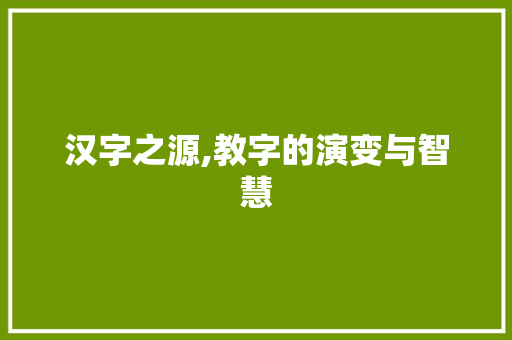 汉字之源,教字的演变与智慧